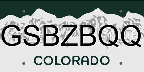 GSBZBQQ Colorado License Plate