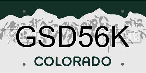 GSD56K Colorado License Plate