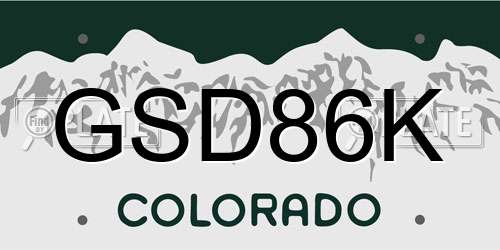 GSD86K Colorado License Plate