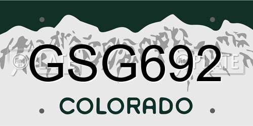 GSG692 Colorado License Plate