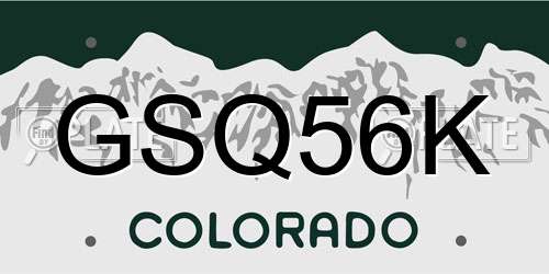 GSQ56K Colorado License Plate