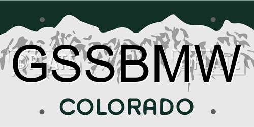 GSSBMW Colorado License Plate