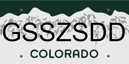 GSSZSDD Colorado License Plate