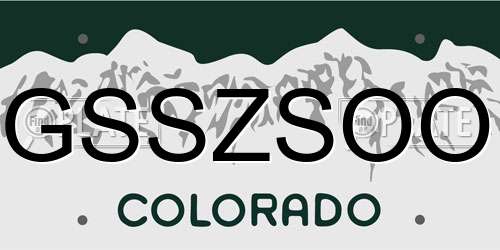 GSSZSOO Colorado License Plate