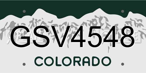 GSV4548 Colorado License Plate