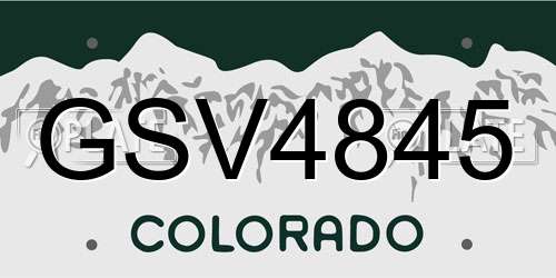 GSV4845 Colorado License Plate