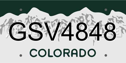 GSV4848 Colorado License Plate