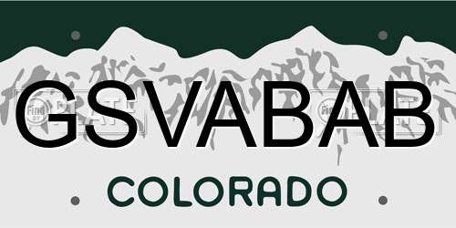 GSVABAB Colorado License Plate