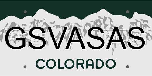 GSVASAS Colorado License Plate