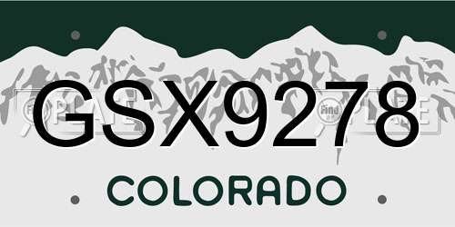 GSX9278 Colorado License Plate