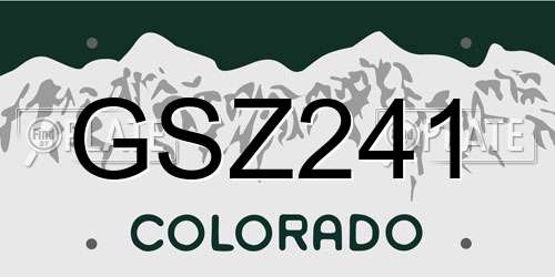 GSZ241 Colorado License Plate