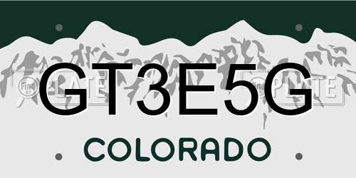 GT3E5G Colorado License Plate