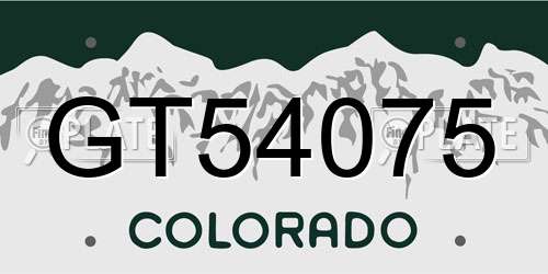 GT54075 Colorado License Plate