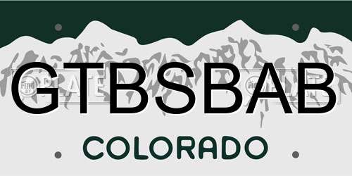 GTBSBAB Colorado License Plate