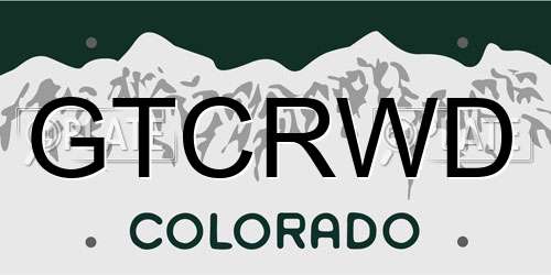 GTCRWD Colorado License Plate