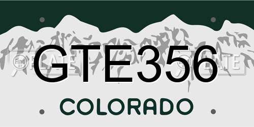GTE356 Colorado License Plate