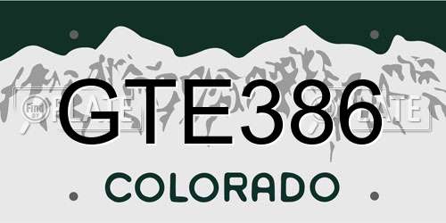 GTE386 Colorado License Plate