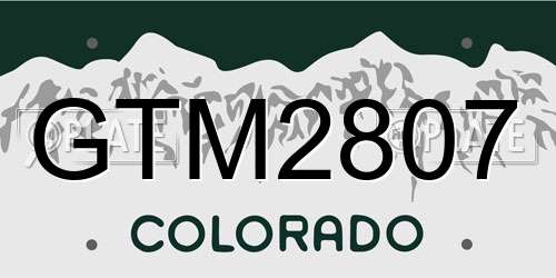 GTM2807 Colorado License Plate