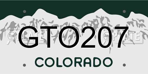 GTO207 Colorado License Plate