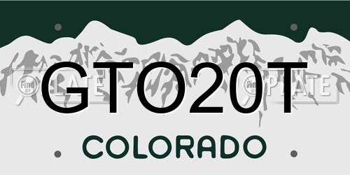 GTO20T Colorado License Plate
