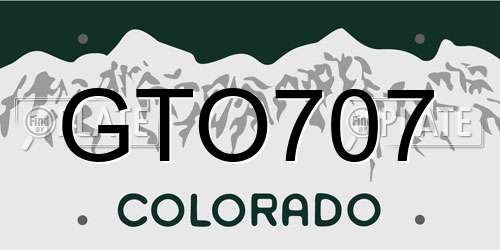 GTO707 Colorado License Plate