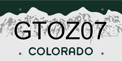 GTOZ07 Colorado License Plate