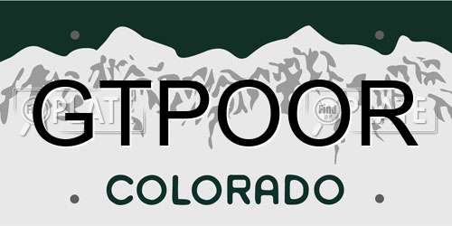 GTPOOR Colorado License Plate