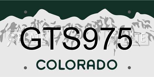 GTS975 Colorado License Plate