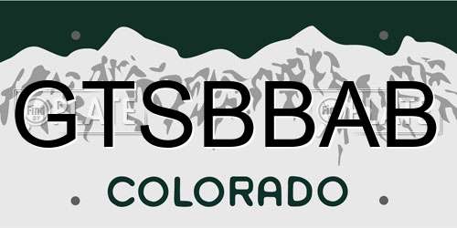 GTSBBAB Colorado License Plate