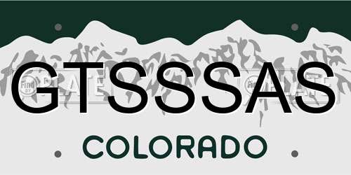 GTSSSAS Colorado License Plate