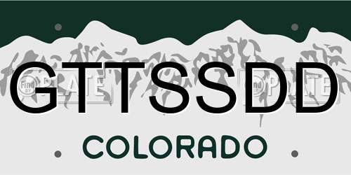 GTTSSDD Colorado License Plate