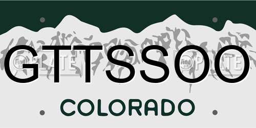 GTTSSOO Colorado License Plate