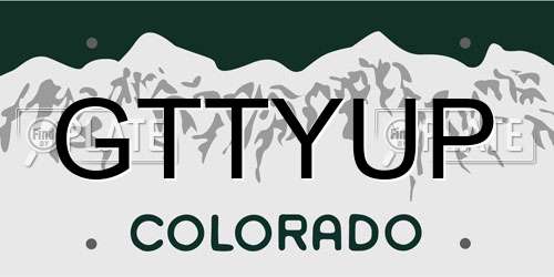 GTTYUP Colorado License Plate