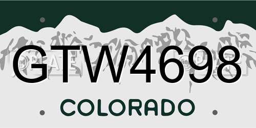 GTW4698 Colorado License Plate