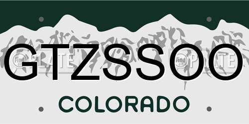 GTZSSOO Colorado License Plate