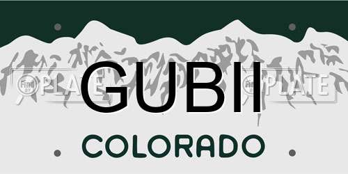 GUBII Colorado License Plate