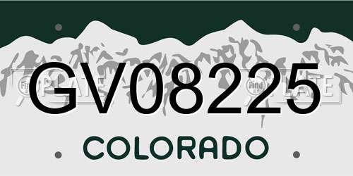 GV08225 Colorado License Plate