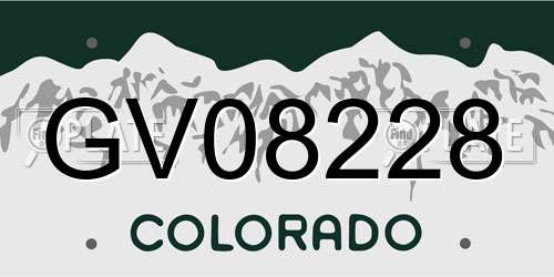 GV08228 Colorado License Plate