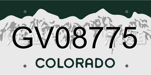 GV08775 Colorado License Plate