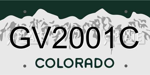 GV2001C Colorado License Plate