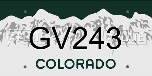 GV243 Colorado License Plate