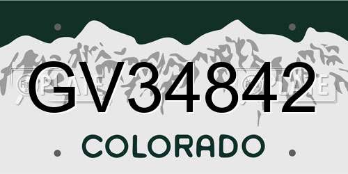 GV34842 Colorado License Plate