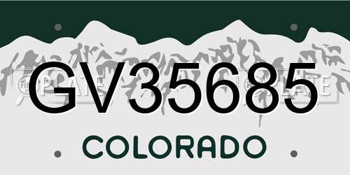 GV35685 Colorado License Plate