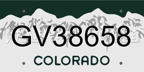 GV38658 Colorado License Plate