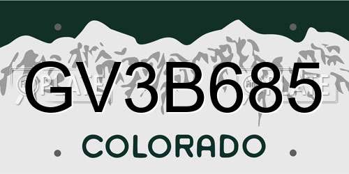 GV3B685 Colorado License Plate