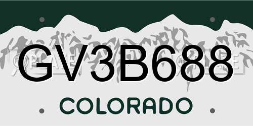 GV3B688 Colorado License Plate
