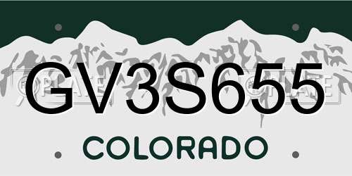 GV3S655 Colorado License Plate