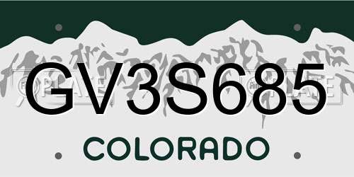 GV3S685 Colorado License Plate