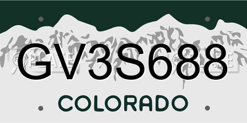GV3S688 Colorado License Plate