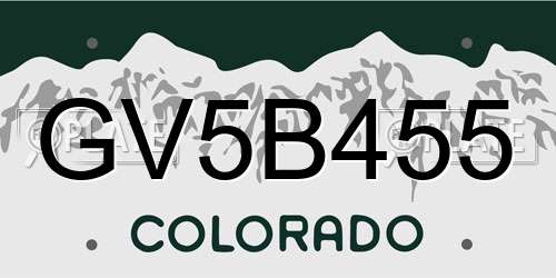 GV5B455 Colorado License Plate